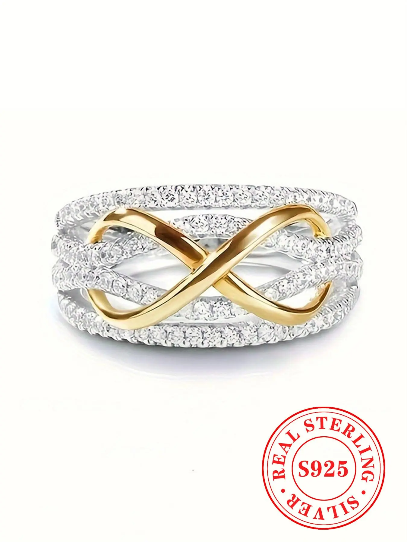 S925 Sterling Silver Fashion Infinity Symbol Design Ring, Artificial Zircon Decorated Ring for Women & Girls, Trendy All-match & Exquisite Jewelry for Birthday Gift, Geometric Design Ring, Fashion Rings, Statement Rings