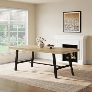 Industrial Dining Table for 6‑8 People – 78.7″ Long Large Kitchen Table with Sturdy Metal Frame – Rectangular Counter for Dinner, Kitchen, Dining Room, 79″ Non‑Extendable – Without Chairs