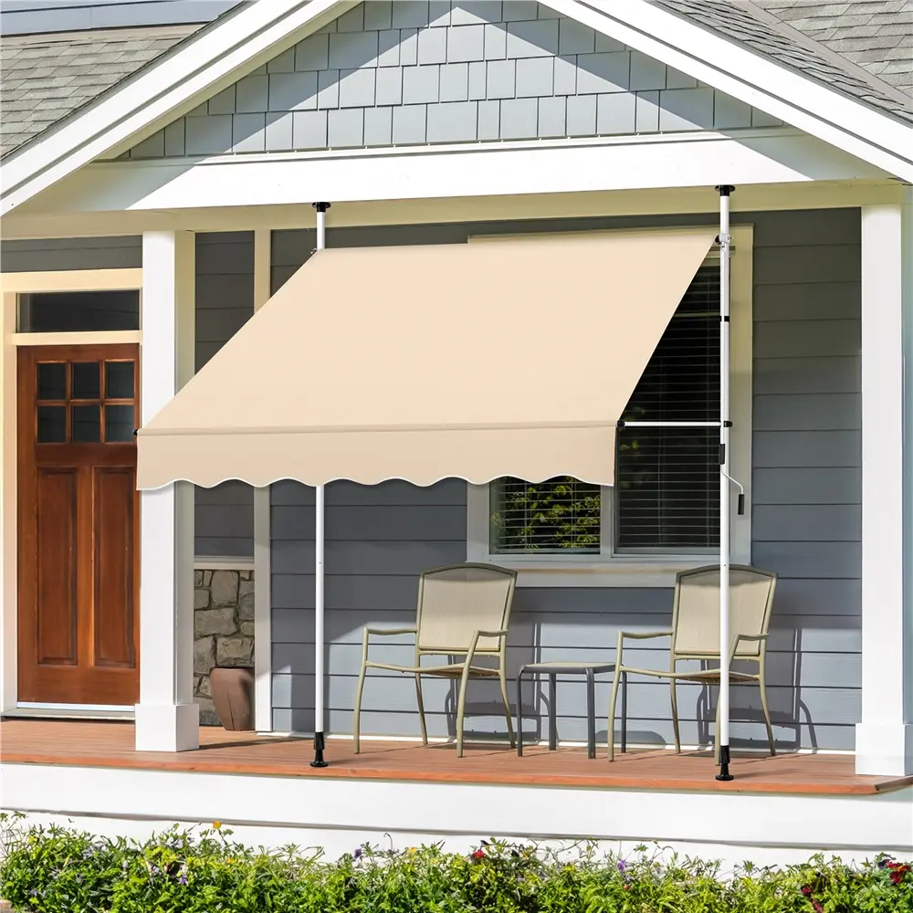 Costoffs Manual Retractable Awning - Patio Canopy, Retractable Canopy, Adjustable Angle & Height, Water-Resistant Outdoor Shelter for Deck, Balcony, Adjustable Canopy Shade, Sunshade Canopy