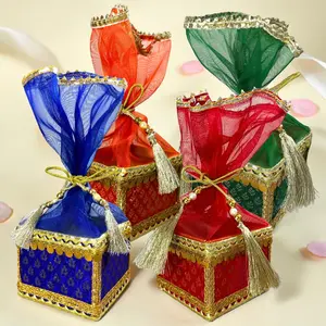 LoveNspire 7-Colors Unisex Net Ganesha Potli Gift Box Pack - Handcrafted, Sacred Motifs, Decorative Jewelry & Dry Fruit Favors for Weddings, Indian Festive Home Supplies (Festive Gifts)