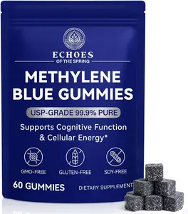 Methylene Blue Gummies 60 Count, 5mg Per Gummy, 99.9% Pure Methylene Blue Supplement, Supports Cognitive Function, Mental Focus & Cellular Energy, Antioxidant Support, Vegan Non-GMO Daily Supplement