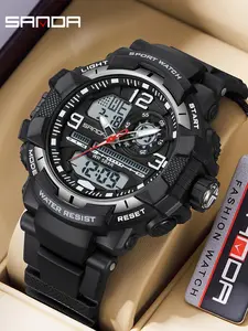Men's Fashion Sportive Digital Quartz Watch, Modern Fashionable Wristwatch, Casual Trendy Digital Watch with Luminous Dial & Alarm Mode, Multifunctional 5ATM Waterproof Watch with Box, Fashionable Watches