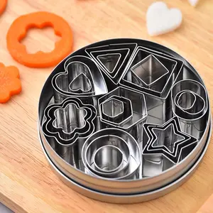 24pcs Geometric Cookie Cutter Set,, Non-Stick, Easy to Clean, DIY Biscuit, Cookie, Cake Decorating Tools, Birthday Themed Baking Accessories