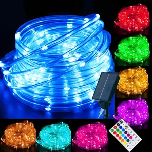 33 FT Solar Rope Lights Outdoor Waterproof, 18 Colors Changing 100 LED Rope Lights for Outside with Remote, Solar String Light with Timer for Pool Trampoline Tree Garden Yard Christmas Decor