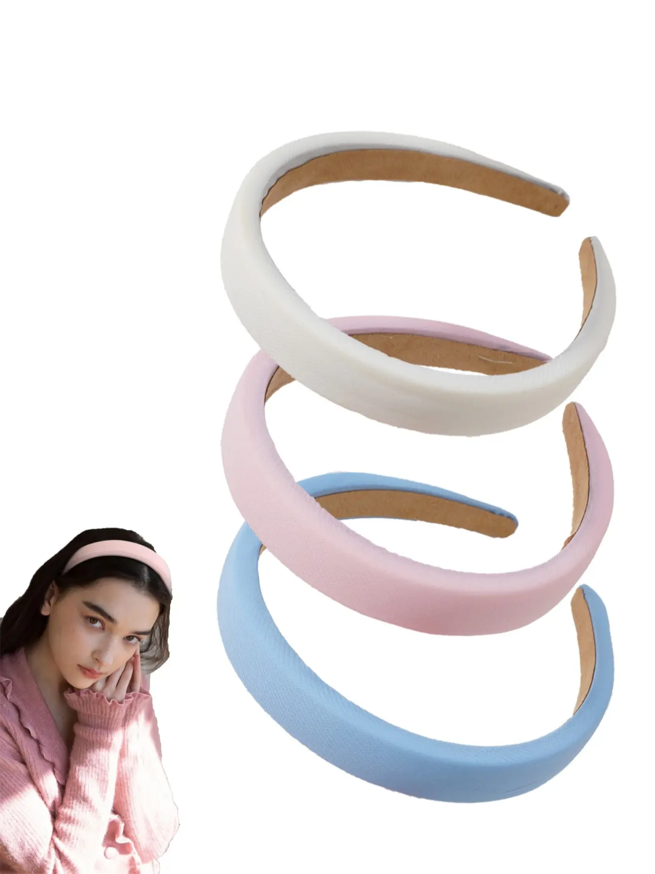 Women's Plain Color Hair Bands Set, Anti-Slip Elastic Headbands, Wide Thick Textured Design, Casual Fashion Accessory for All Seasons Hairbands