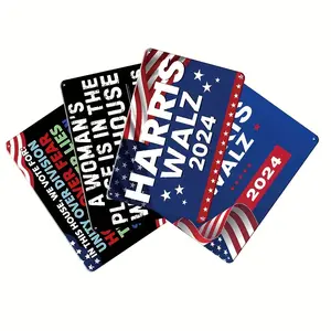 Kamala Harris Vintage Metal Tin Signs 4pcs Set - Retro Wall Art Decor Poster Plaque Signage Decorative for Garage, Bar, Cafe, Office & Dorm cubicle  office  decor Room Gift farmhouse  home  decor beer lover creative small gift Decoration Iron