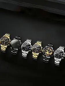 Men's Fashion Round Dial Quartz Watch Set, Business Fashion Watch, Zinc Alloy Case, Stainless Steel Strap, Battery Powered, Perfect Gift for Valentine's Day