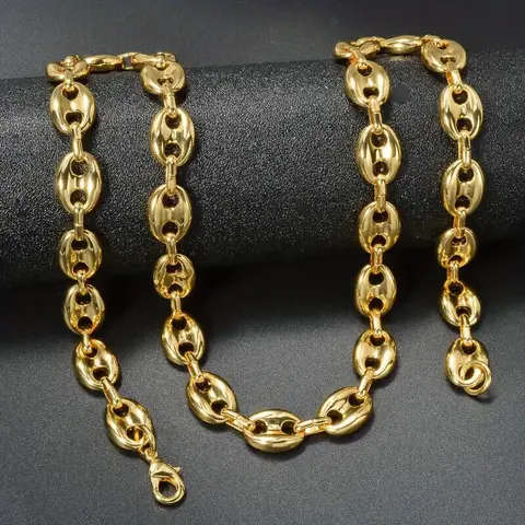 MaxBling81 Brass 7mm Puffed Mariner Chain Necklace - 18"-36" Adjustable Long Unisex Neck Jewelry, Fashion Cool Accessories, Chain & Link Hanging Piece for Casual Hip Hop Costume Wear