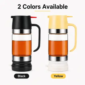10oz Glass Honey Dispenser with Spout, No-Drip Leak-Free Design, Handle, Easy to Clean & Refill, Maintains Freshness, Kitchen Preserving Container for Maple Syrup Everyday Use