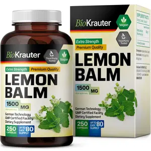 BioKrauter Lemon Balm Supplement 1500mg - 250 Capsules, Vegan, Third Party Tested, German Technology, Healthcare & Fitness