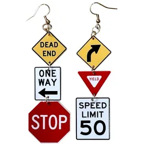 Stop right there! Traffic Sign Earrings