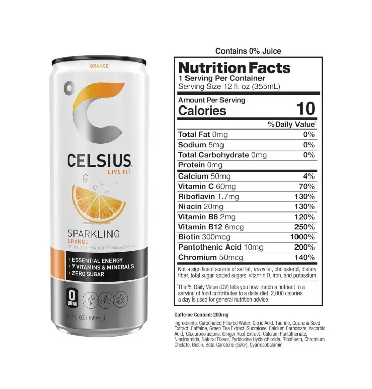 CELSIUS Sparkling Orange, Functional Essential Energy Drink 12 Fl Oz (Pack of 12) CELSIUS Sparkling Orange, Functional Essential Energy Drink 12 Fl Oz (Pack of 12)