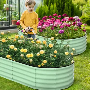 Large Galvanized Steel Raised Garden Bed - 6x3x1.5ft Oval Planter Box - Rust-Resistant Outdoor Metal Vegetable & Flower Planter - Easy Tool-Self-Assembly, Safe Edges, Ideal for Patio, Lawn & Urban Gardens