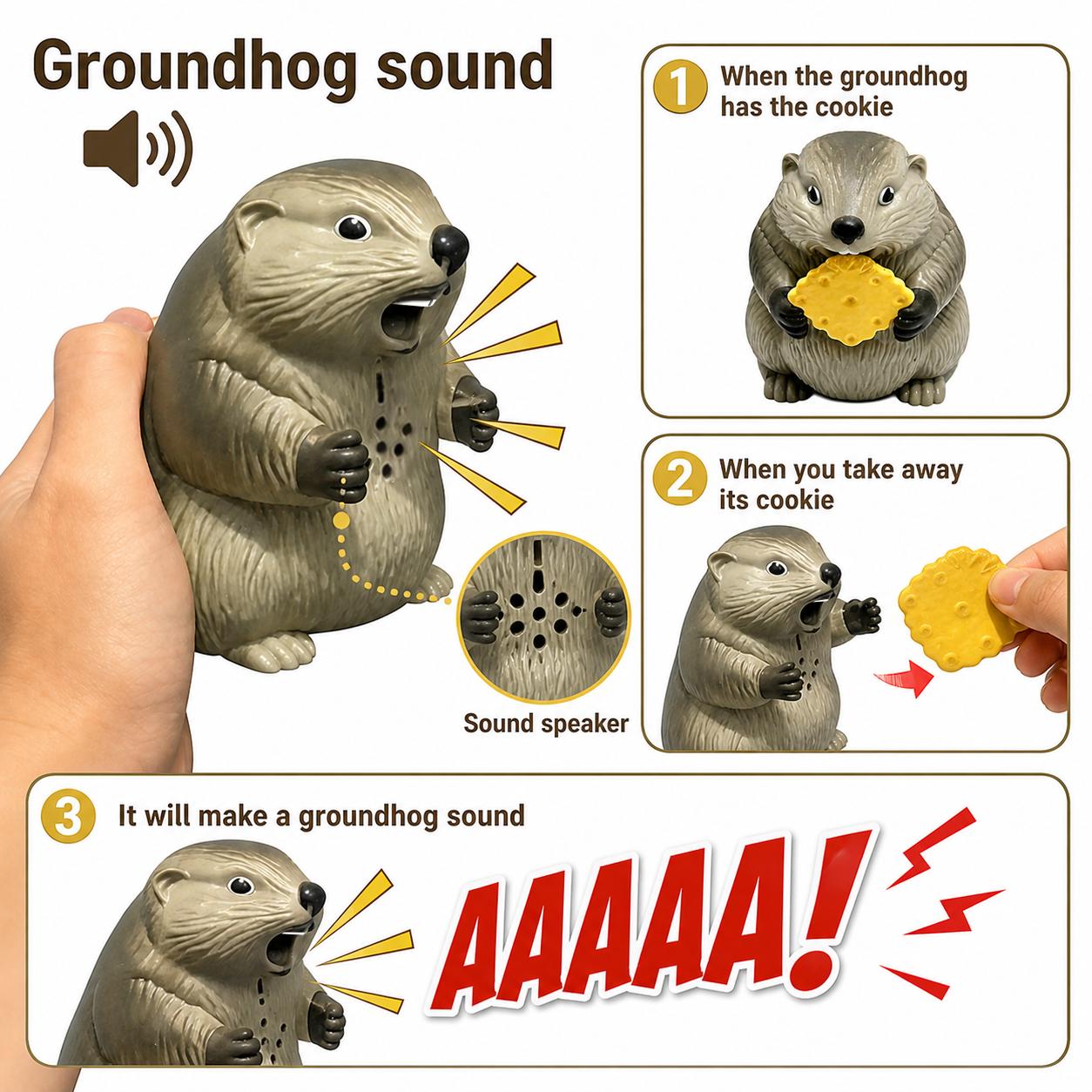 Screaming Groundhog Stress Relief Desk Toy - Funny Office Companion & Gag Gift