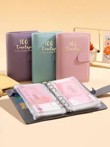 Multifunctional Cash Storage Challenge Binder with 12 Zipper Pockets, Leather Budget Folder for Envelopes and Accounting, Large Capacity Wallet