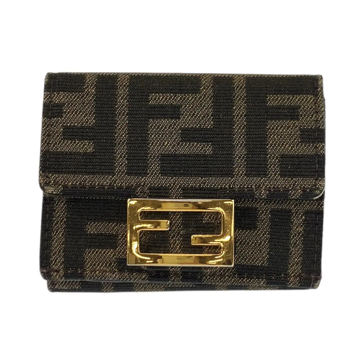 Pre-owned FENDI Canvas Small Leather Goods Baguette Micro Zucca Leather Wallet