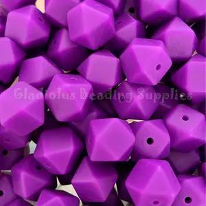 14mm Dark Purple Hexagon Silicone Bead - Loose Beads - Crafting Supplies - Beading Supplies