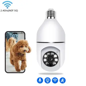 HD Infrared night vision 2.4GHz wireless Indoor / Outdoor security Bulb camera with night vision,motion detection,355° Remote viewing,and real-time alerts Light,Two-Way Audio