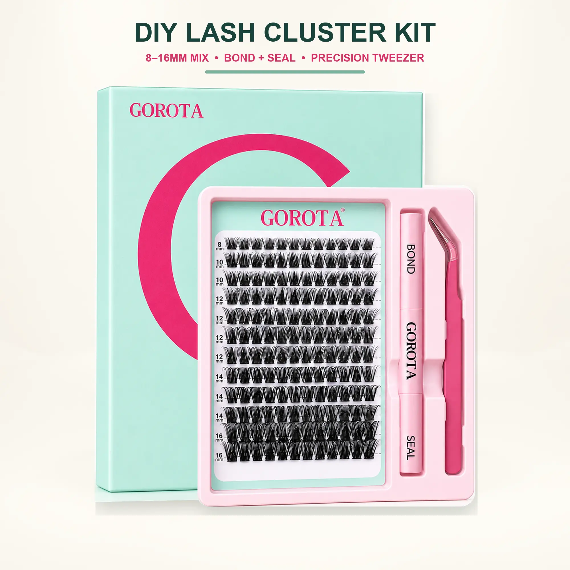Wispy DIY Lash Cluster Kit for At-Home Extensions, 8-16mm Mixed Length Individual Lashes with 2-in-1 Bond Seal Glue and Precision Tweezer, Apply Bond First, Home Use