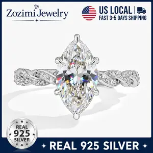 925 Sterling Silver 3CT Marquise-Cut Women's Ring, Eight Hearts| Eight Arrows Cut 5A Cubic Zirconia With Twisted Flower Ring Arms, Ideal for Proposals| Weddings| or Daily Wear | Includes Exquisite Packaging