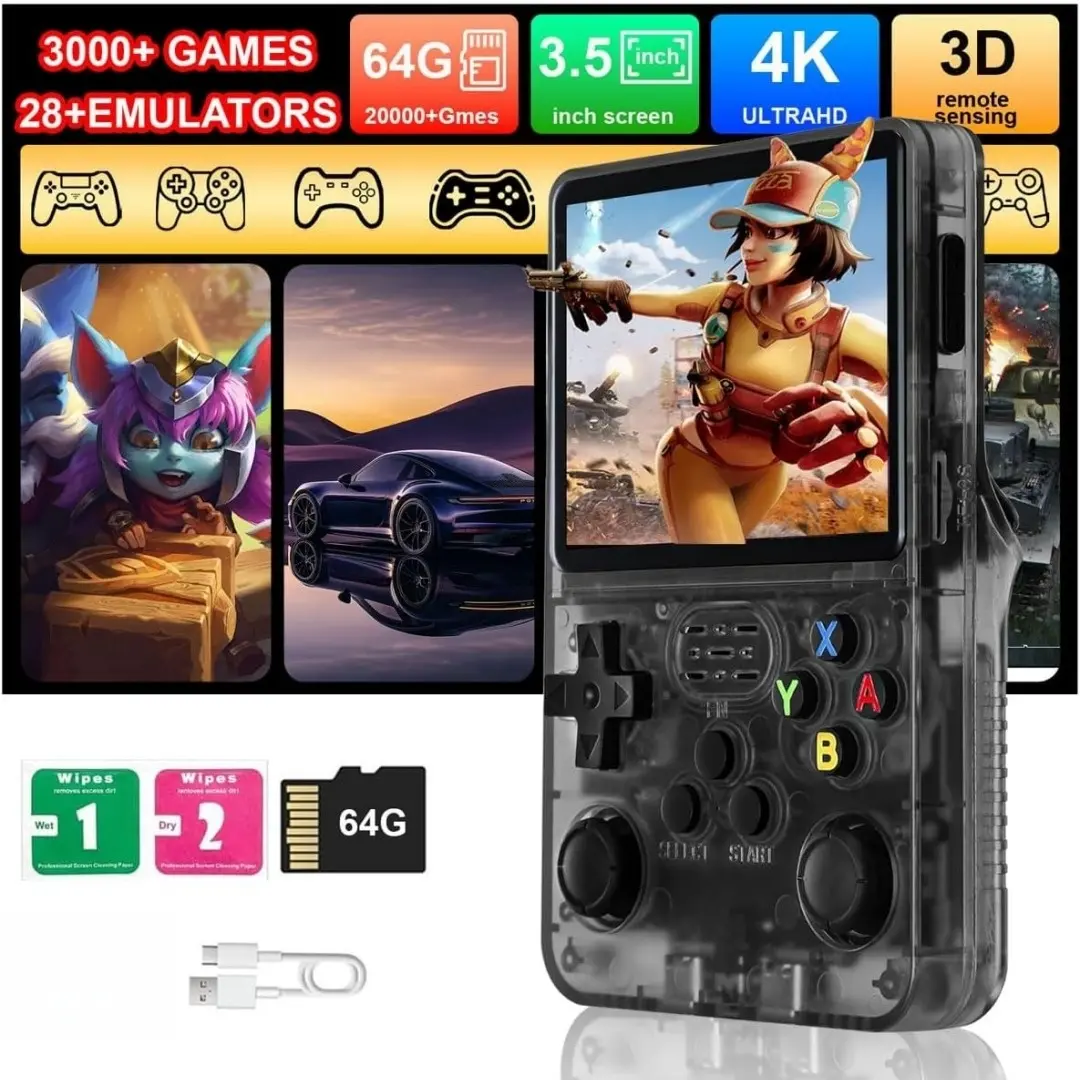 R36s Retro Handheld Game Console, 64GB Storage, 20000 Classic Games ...