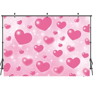 Pink Heart shaped Romantic Backdrop Professional Photography Props for Valentine's Day Decorations and Parties scene accessories photo booth studio banners