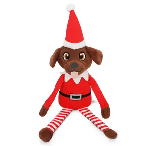 PUPROAR Pooch on a Perch Dog Toy – Christmas Elf  Squeaky Dog Toy with Crunchy Crinkle Paper- Cute Christmas Dog & Puppy Gift or Present