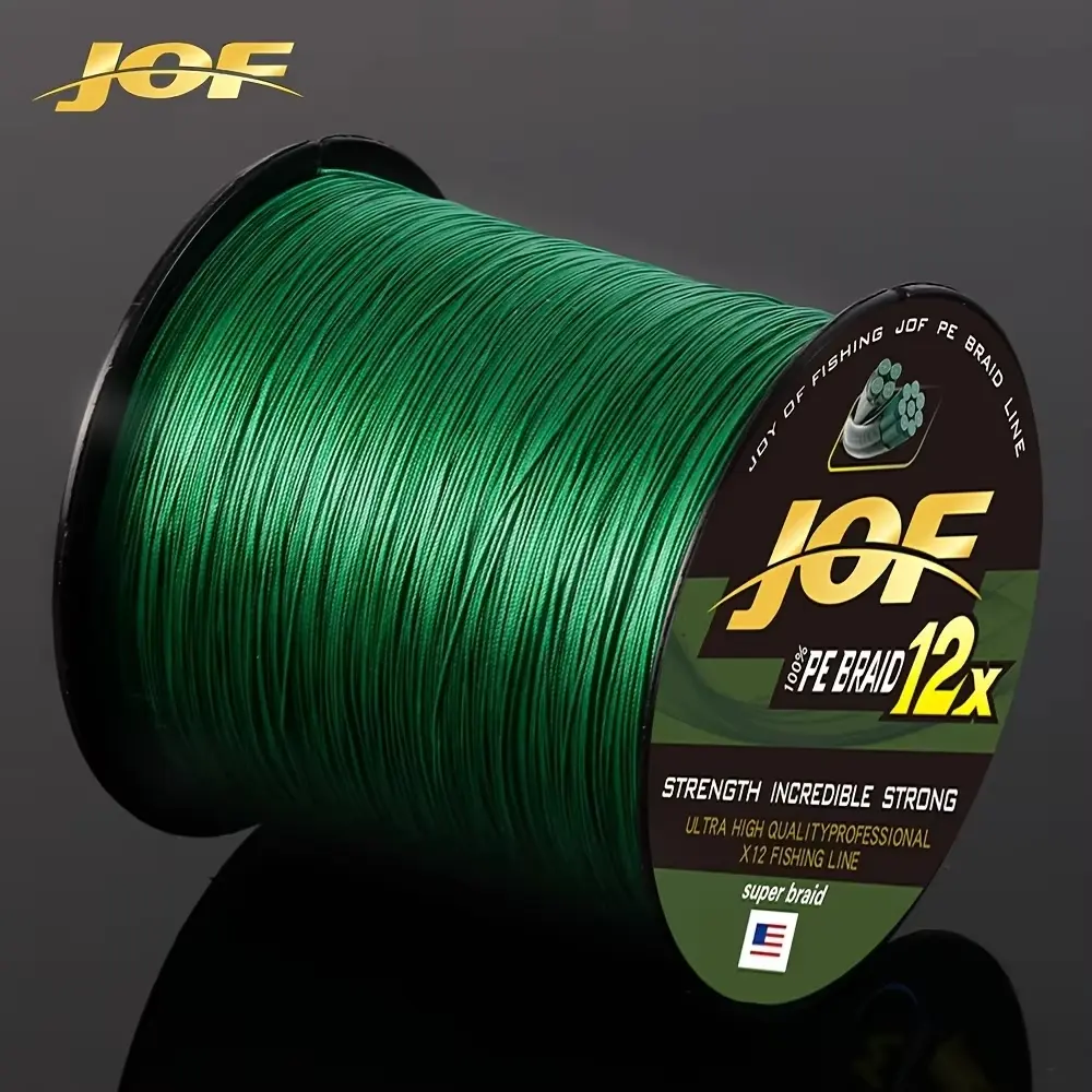 Jof 12 Strands 500m Braided Fishing Line, 25-120lb Test Strength, Multi-Purpose Durable Fishing Line for Various Angling Conditions