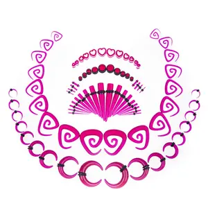 Ear Gauges Stretching Kit 14g-00g Sprial Tapers Plugs Expander Sets Heart Tunnels Piering Horeseshoes Taper For Ears