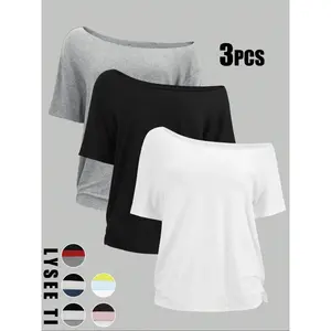 Women's Solid Color Tee, Casual Basic Essential Short Sleeve T-shirt Top, Ladies Clothes for All Seasons, Womenswear