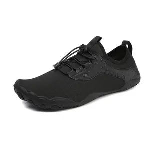 Unisex Lace-up Water Land Dual Use Water Shoes, High Elastic Quick Dry Air Layer Upper, Soft Cushioned Sole with One-way Bottom Drainage Holes, Non-slip Aqua Shoes for Beach Creek River Fishing Camping Swimming Hiking