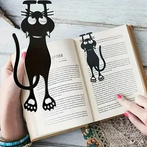 3pcs Cute Black Kitten Bookmark - Minimalist Cat-Shaped Book Page Holder, Adorable Kitten Gift for Cat Lovers