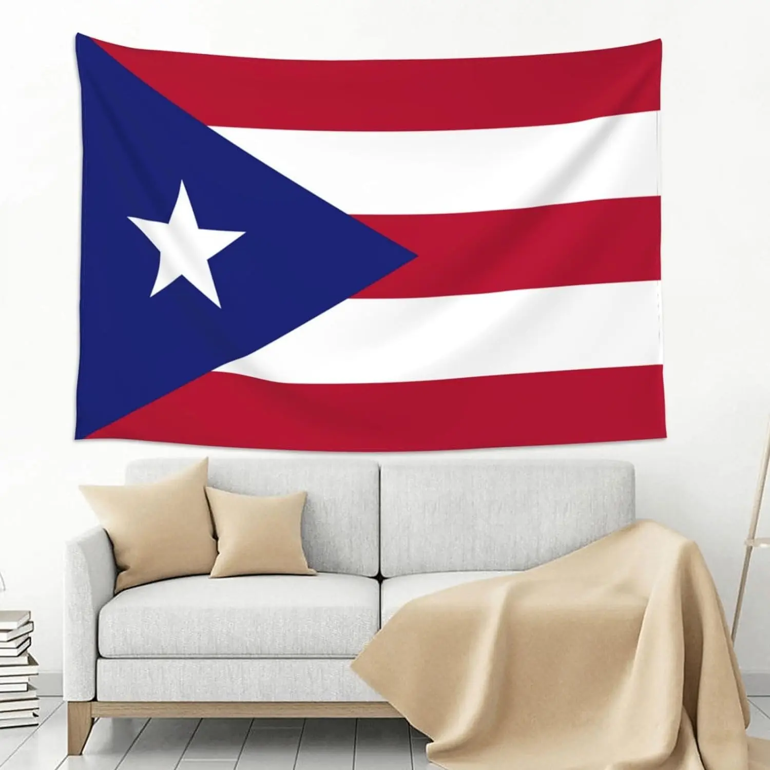 Tapestry Wall Banner, Soft Tone Art Figure Flag Print for Bedroom Indoor Room DecorTapestry Wall Banner, Minimal Country Flag Print for Living Room Dorm DecorCustom Aesthetic TapestryPuerto Rico Flag Linen-Cotton-Polyester Tapestry Wall Hanging