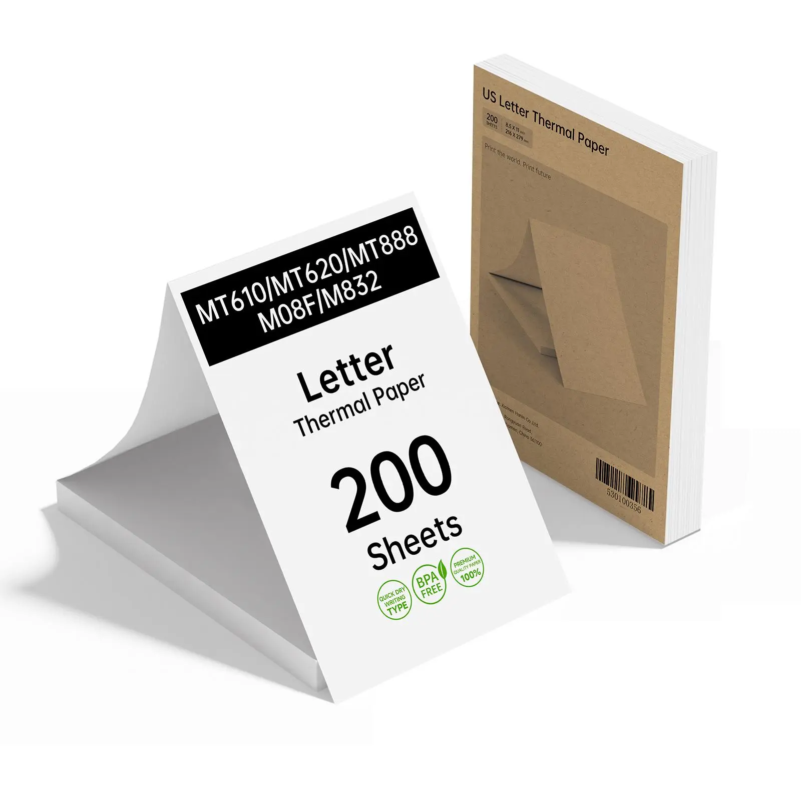 HPRT 200 Sheets Thermal Printer Paper 8.5 x 11 Inch, BPA Free Inkless Thermal Paper, US Letter Continuous Folding Thermal Paper with MT610 /MT620 /MT800/M08F, Compatible with iDPRT/HPRT/PRT Portable Printer summervibes summerwins