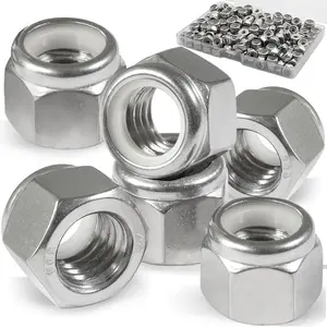 190 Pack 6 # 32 Nylon Insert Lock Nuts,304 (A2-70) Stainless Steel Locknuts,Standard Inch Thread Nylock Nuts