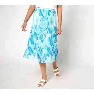 Isaac Mizrahi Live! Regular Pleated Mesh Pull On Midi Skirt