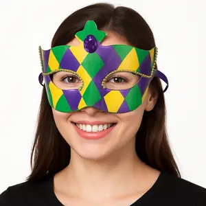 Vibrant Mardi Gras Harlequin Mask