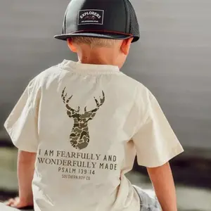 Camo Deer I Am Fearfully & Wonderfully youth shirt, toddler boy clothing, Trending tee, kids clothing, birthday gift, Family shirt, summer outfit, gift for boy and girl