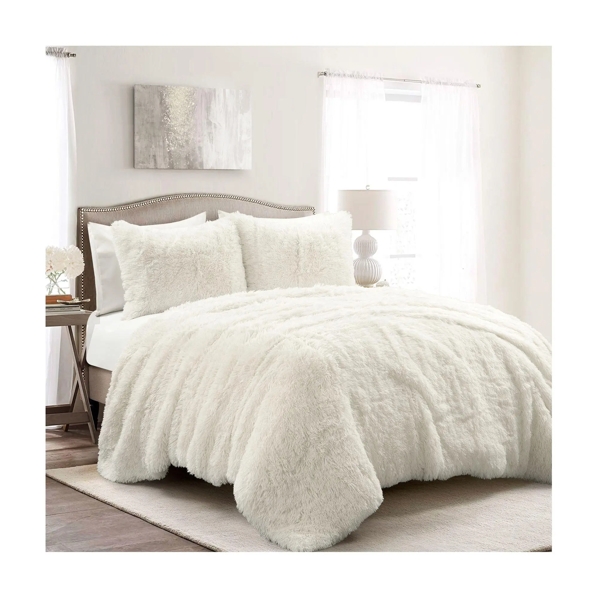 Emma Faux Fur Oversized Comforter Set Full/Queen by Lush Decor