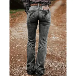 [Trendy Flared Jeans] Trendy High-Flared Jeans | Authentic Ranch Vibe, Western Fashion Staple, Perfect for Everyday Wear - American Country Style