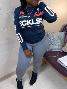 Women's Letter Print Casual Sports Long Sleeve Top, Comfortable and Stylish, Perfect for Everyday Wear, Ladies Fashion Clothing, Athletic Workout Clothing