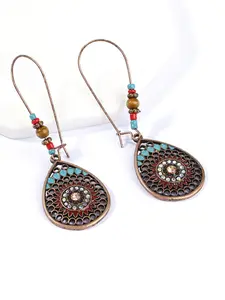 1 pair Earrings for Women, Ethnic Indian Accessories, Bohemian Jhumka Jewelry—Ethnic, Retro, Indian, Gypsy, Hypoallergenic, Dangle Jewelry, Statement Earrings
