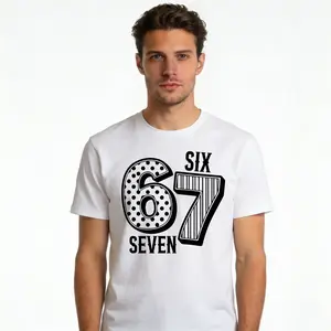 Six Seven 6 7 Graphic White | Unisex T-Shirt 100% Cotton Funny Crewneck