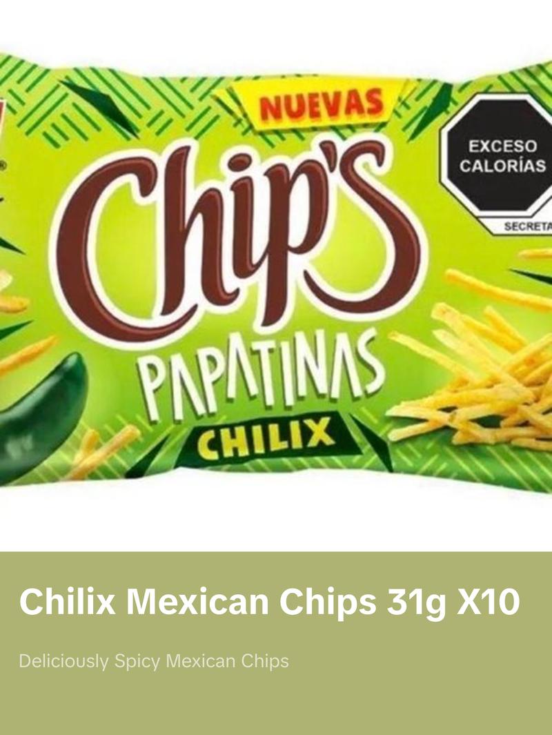 Barcel Papatinas Chilix Papas Botanas Frituras Mexican Chips 31g Pack of 10