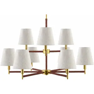 Beige Modern Chandelier with linen details for dining or living rooms
