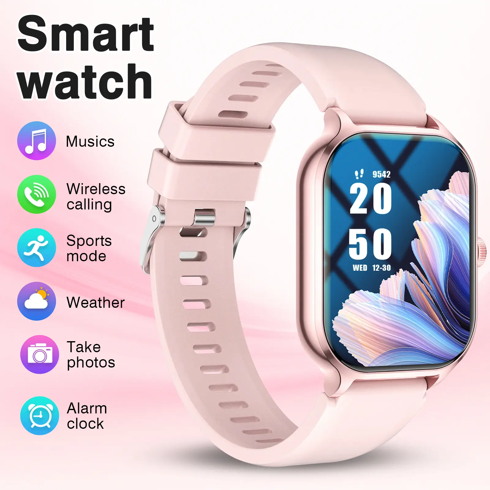 Smart Watch Wireless Calling Weather Display Fitness Tracker Music Control Remote Camera Sports Modes Smartwatch for Men Women Daily Use Gift