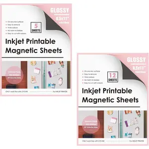 Sheets Printable Glossy Paper 5 Sheets and 12 Sheets 12mil Thick for Inkjet Printers 8.5x 11 Inches