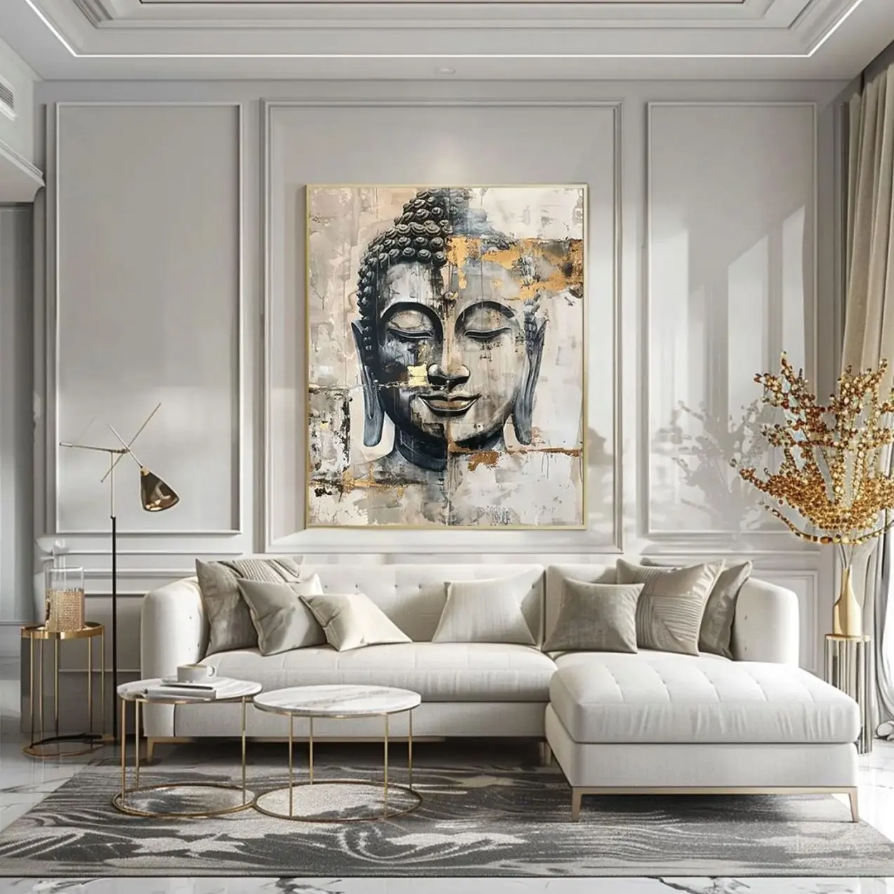 Large Buddha Wall Art , Zen Meditation Print, Buddhist Spiritual Decor, Extra Large Living Room Artwork 1