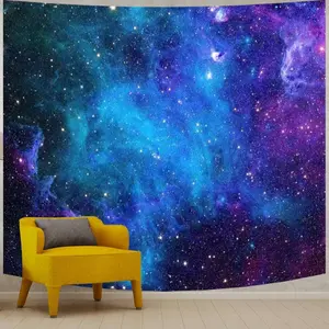 Galaxy Tapestry for Bedroom Aesthetic Blue Night Starry Sky Universe Mysterious Nebula Space Wall Hanging Backdrop Room Decor for Bedroom Living Room 51'' x 60''