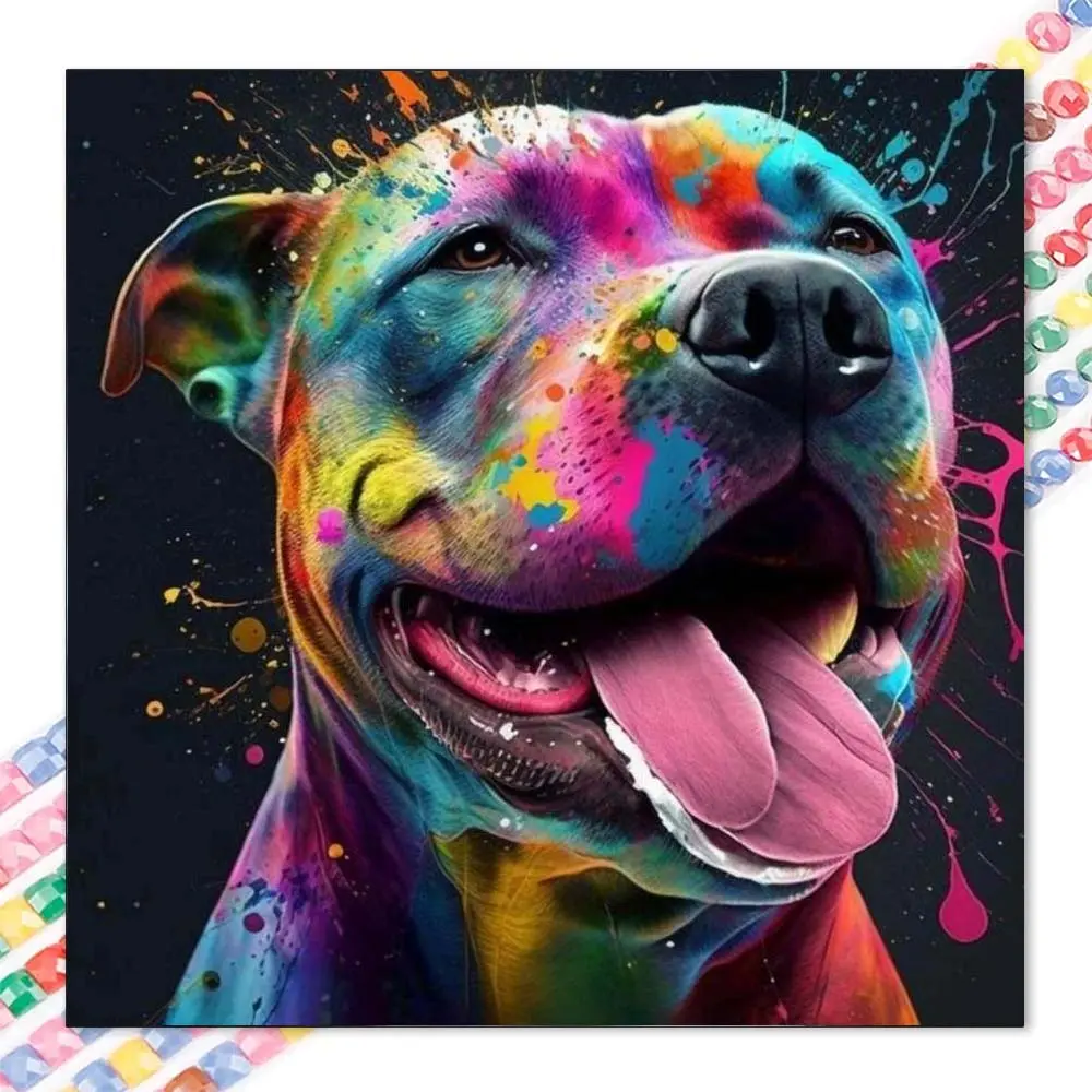 1pcs 5D DIY handmade diamond painting kit, 5D diamond art set, DIY decoration, color spotted dog diamond painting kit full round diamonds DIY, mosaic, diamond art, DIY art home decoration, Crafts, suitable for Halloween and Christmas